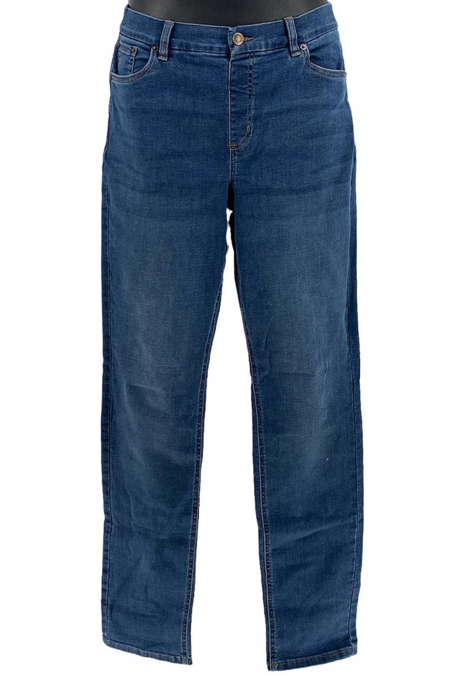 Denim & Co. Easy Stretch Slim-Straight Jeans Medium Wash - Regular - Picture 2 of 4